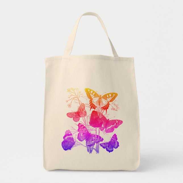 Bolsa de Tote con mariposas de colores de época (Frente)