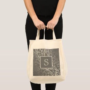 Bolsa de Tote con Monograma Gris Elegante