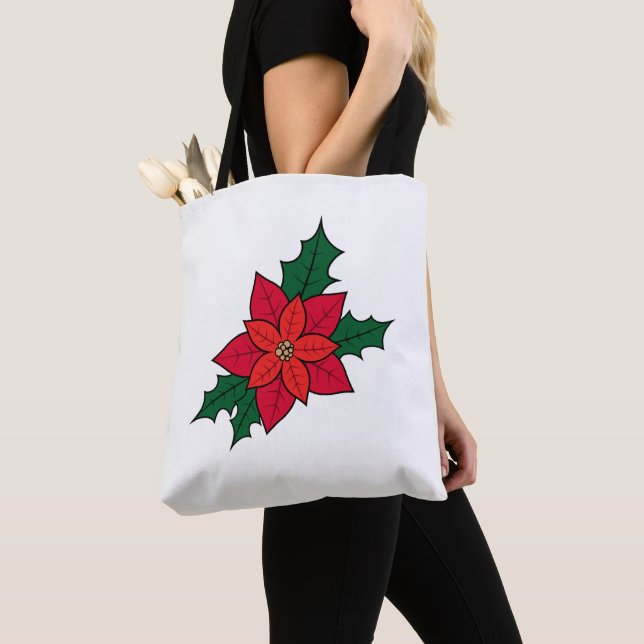 Bolsa De Tote Con Navidades Poinsettia Roja (Detalle)