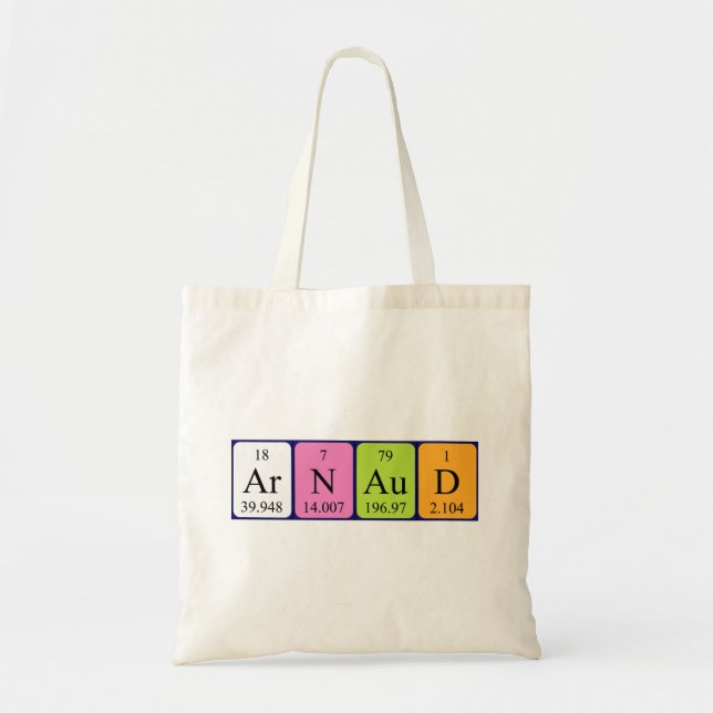 Bolsa de tote con nombre de tabla periódica de Arn (Frente)