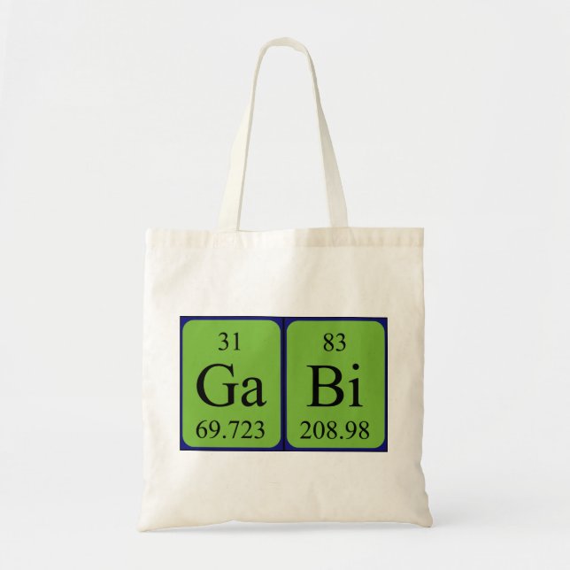 Bolsa de tote con nombre de tabla periódica de Gab (Frente)
