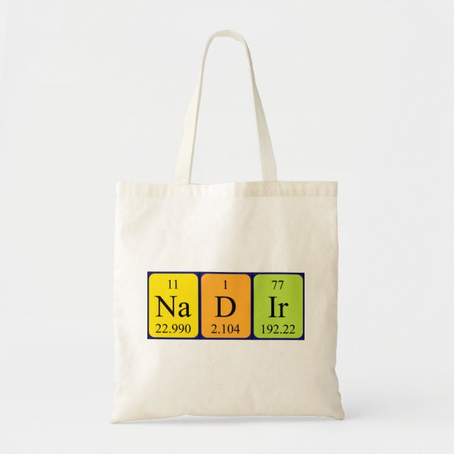 Bolsa de tote con nombre de tabla periódica Nadir (Frente)