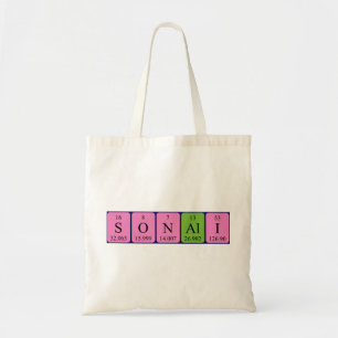 Bolsa de tote con nombre de tabla periódica sonali