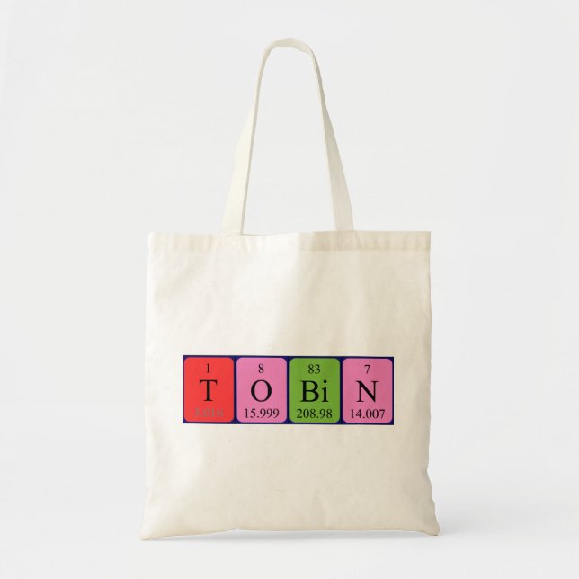 Bolsa de tote con nombre de tabla periódica Tobin (Frente)