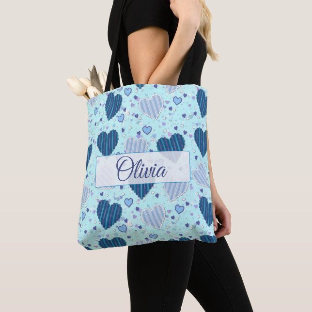 Bolsa de Tote con nombre personalizado con corazón (Detalle)