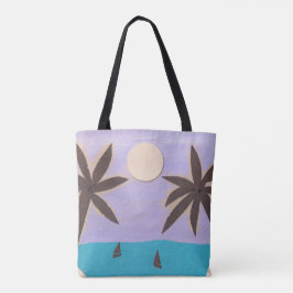Bolsa de Tote con palmeras y cielo de lavanda