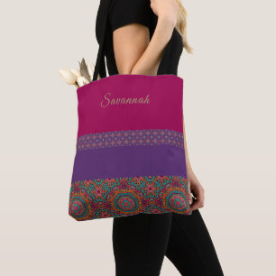 Bolsa De Tote Con Patrón Vibrante De Estilo Boho-M