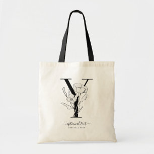 Bolsa de Tote con Personalizado floral monograma -