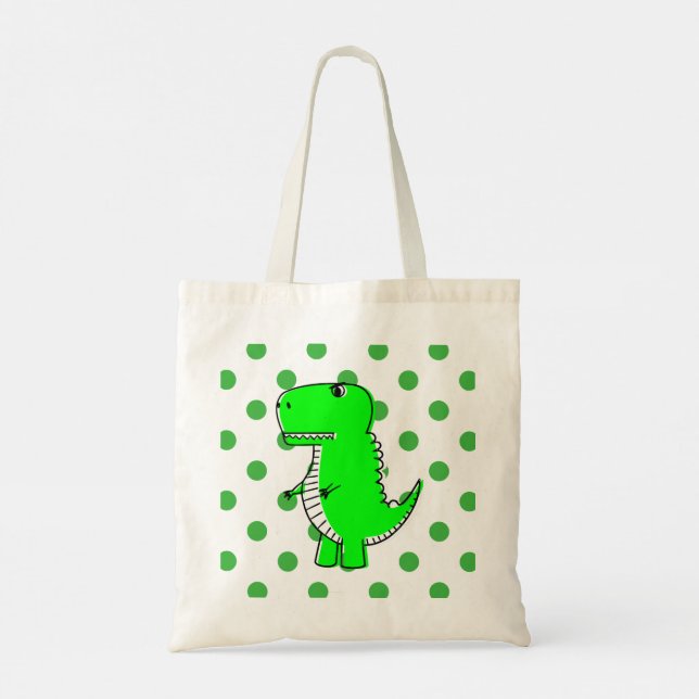 Bolsa de Tote con puntos verdes de polka verde de  (Reverso)