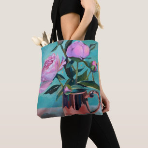 Bolsa de Tote con ramo de Peonies