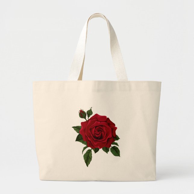 Bolsa de Tote con rosa roja (Frente)