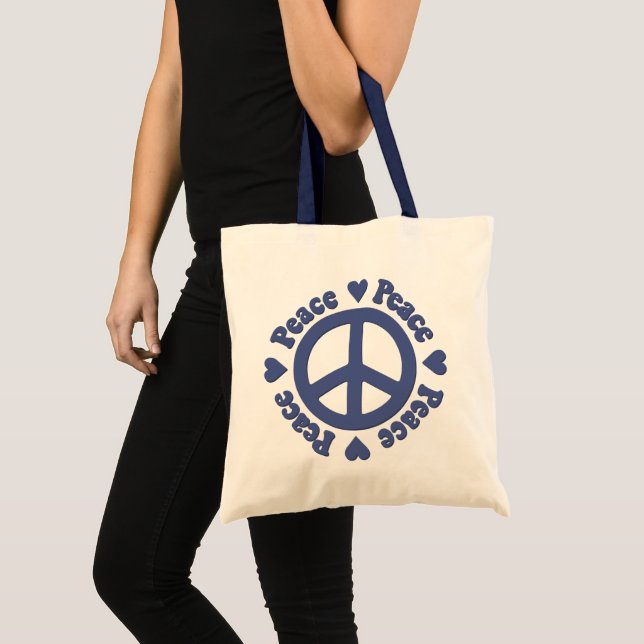 Bolsa de Tote con signo de paz azul (Anverso (producto))