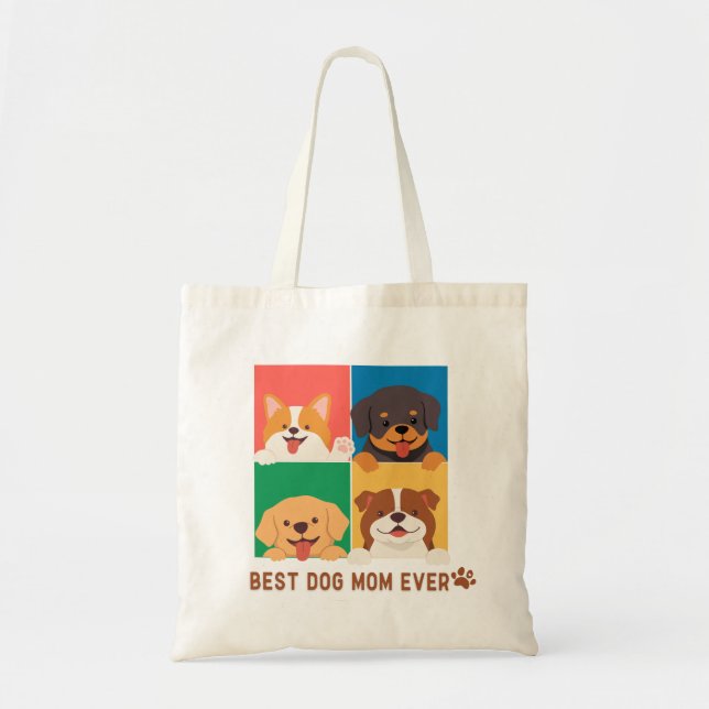 Bolsa de Tote con tema de perro vibrante de peek-a (Frente)