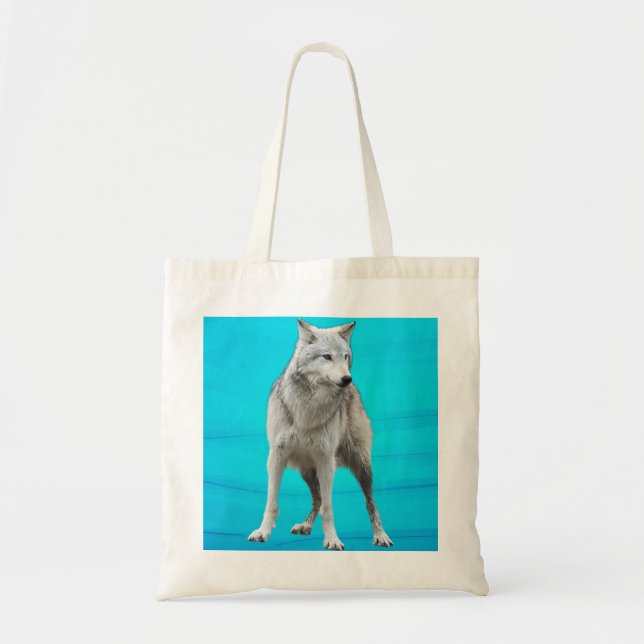 bolsa de tote con un lobo gris (Frente)