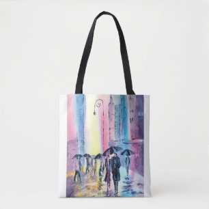 Bolsa de Tote con una escena de una pareja caminan