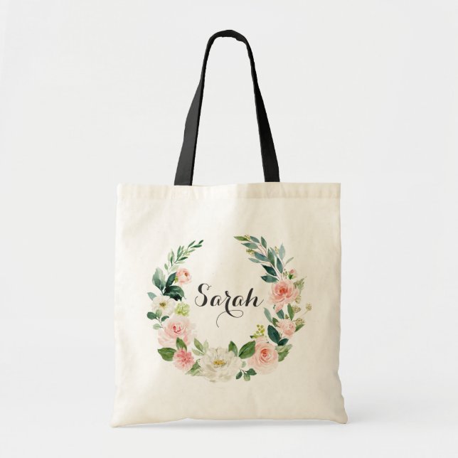 Bolsa de Tote con vegetación floral Rubor personal (Frente)