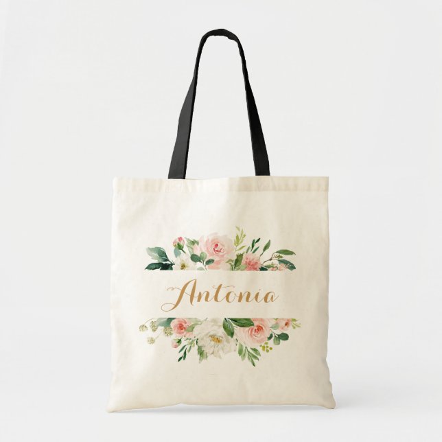 Bolsa de Tote con vegetación floral Rubor personal (Frente)