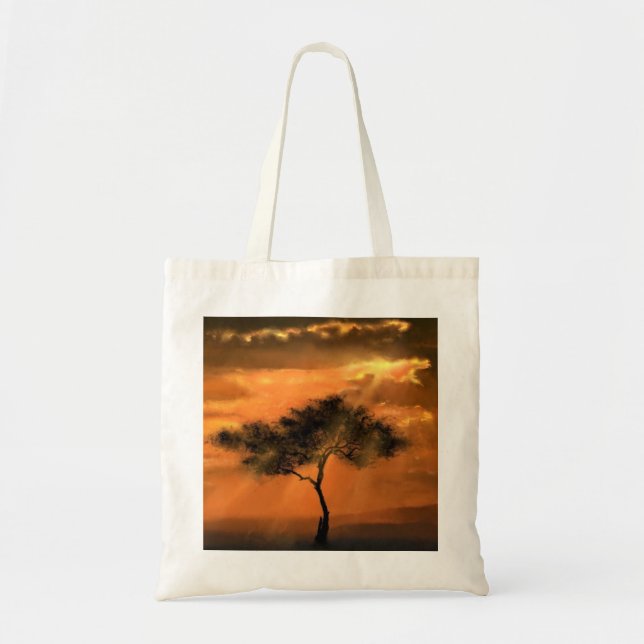 Bolsa de Tote con vigas de sol de árbol solitario  (Frente)
