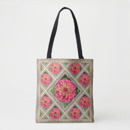 Bolsa de Tote con zinnias rosas llamativas