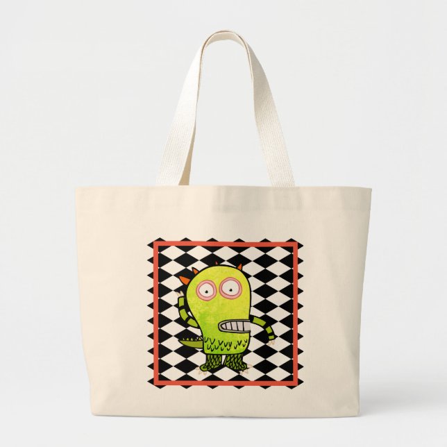BOLSA DE TOTE COTTON CON FELIZ DISEÑO MONSTRUO (Frente)