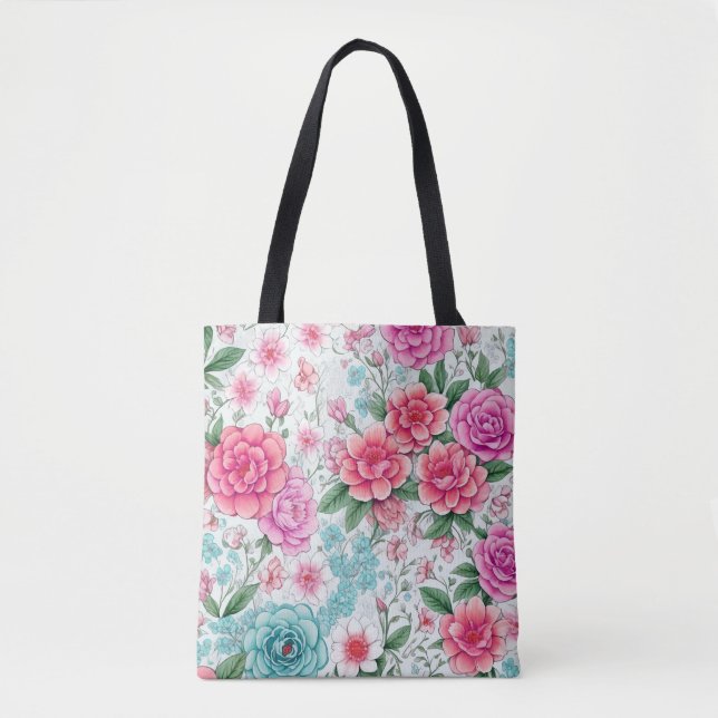 Bolsa de Tote Cute Fun Girly Floral (Anverso)