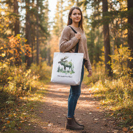 Bolsa de tote de alce de acuarela rústica personal