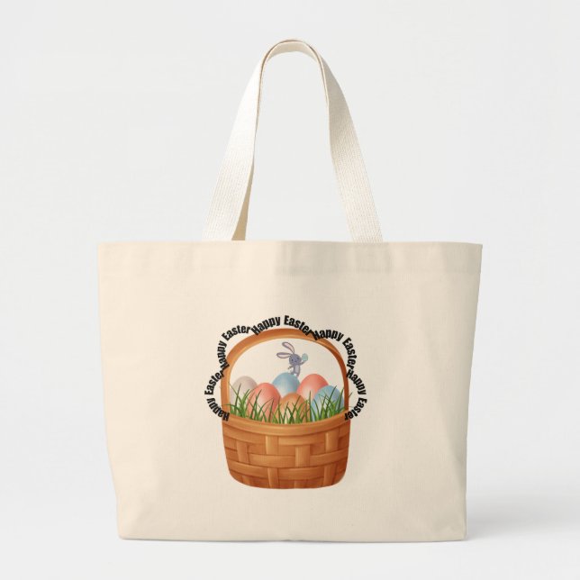 Bolsa de Tote de Alegría de Pascua - Conejo, Huevo (Frente)
