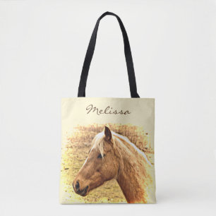 Bolsa de Tote de Animal Sunny Brown Gold Horse
