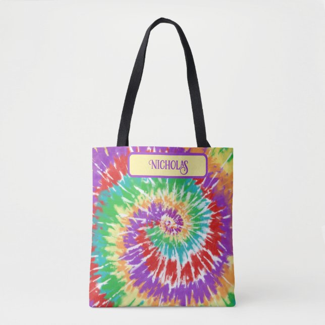 Bolsa De Tote De Arco Arcoiris Divertido Retro Tie (Anverso)