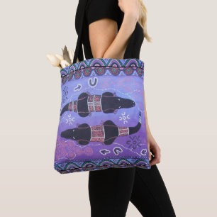 Bolsa de tote de arte aborigen de los cocodrilos s