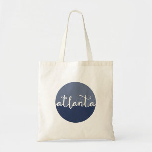 Bolsa de tote de Atlanta   azul marino con letras 