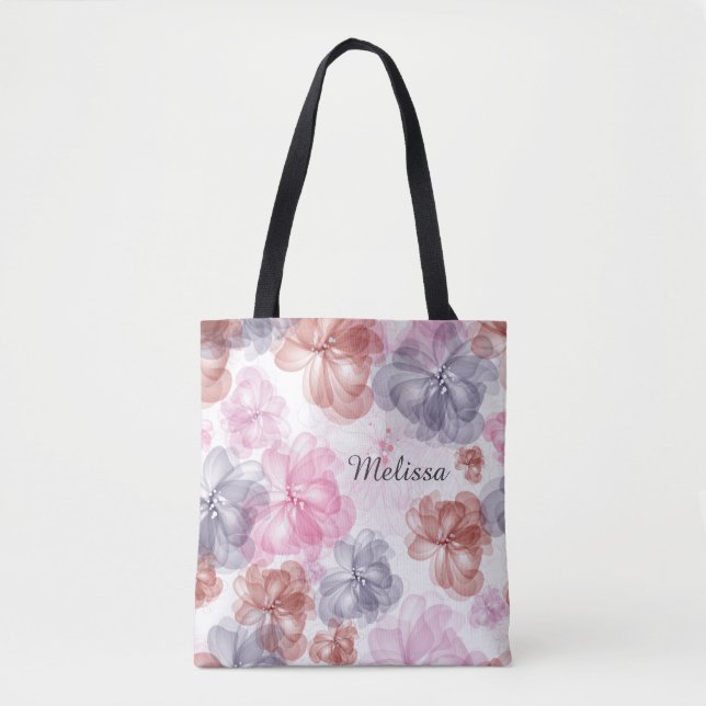 Bolsa De Tote De bonito Floral De Impresión Comple (Anverso)