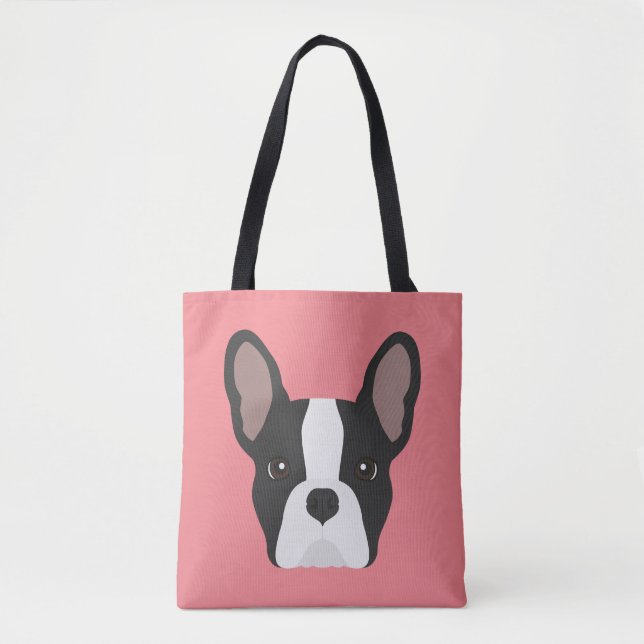 Bolsa de Tote de Bulldog blanco y negro (Anverso)