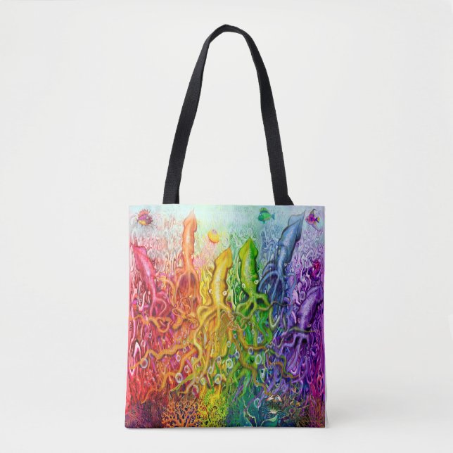 Bolsa De Tote De Camiones De Arcoiris Intertejados (Anverso)