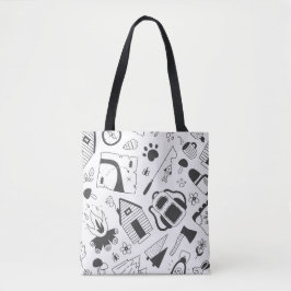 Bolsa de tote de camping minimalista - Blanco y ne