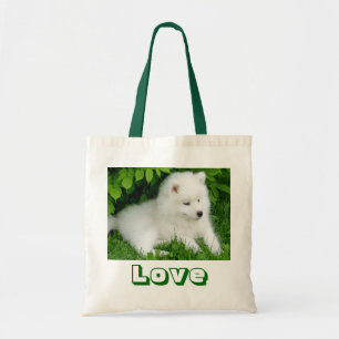 Bolsa De Tote De Canvas De Perro De Cachorro Blanc