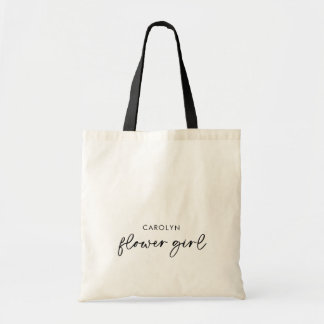 Bolsa de Tote de Chica de Flor con Guión Negro min