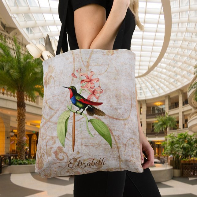 Bolsa de Tote de Colibrí Monogramada Colorida (Subido por el creador)
