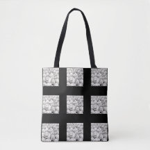 Bolsa De Tote De Collage De Cerdo Blanco Y Negro P