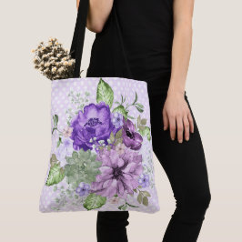 Bolsa De Tote De Color De Agua Violeta Floral De I