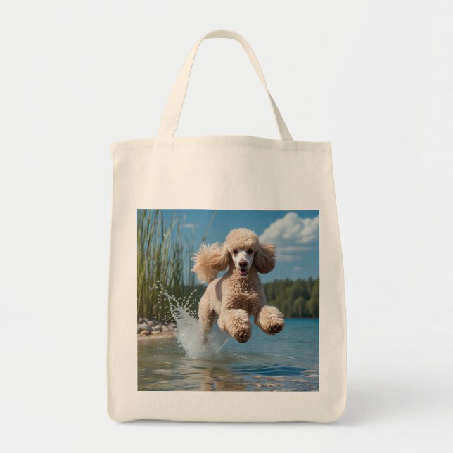 Bolsa De Tote De Comestibles Elegantes De Poodle E (Frente)