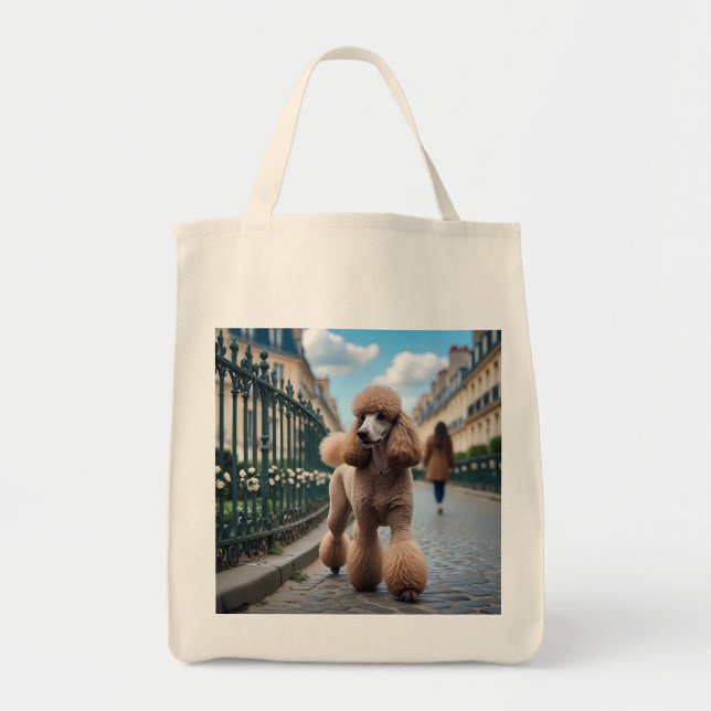 Bolsa De Tote De Comestibles Elegantes De Poodle E (Frente)