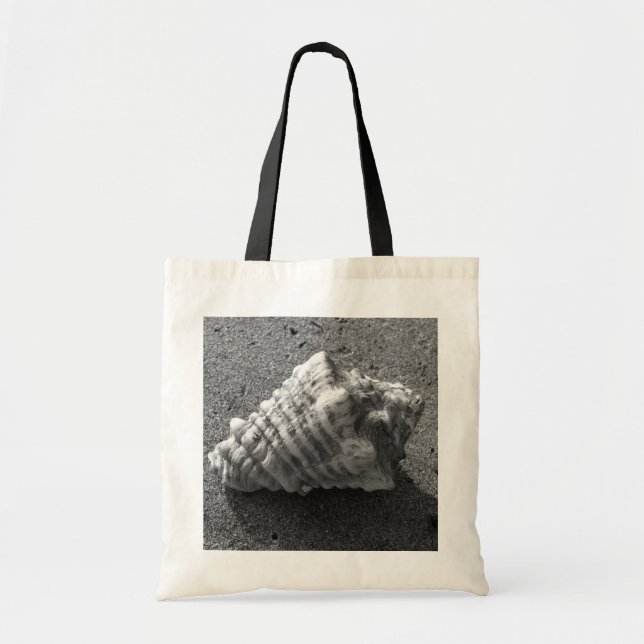 Bolsa de Tote de Conch Sea Shell Black and White B (Frente)