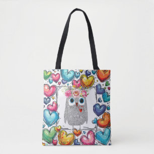 Bolsa De Tote De Corazón De Búho Cute