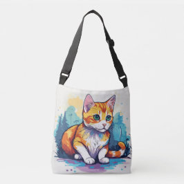Bolsa De Tote De Crossbody De Gato Artístico