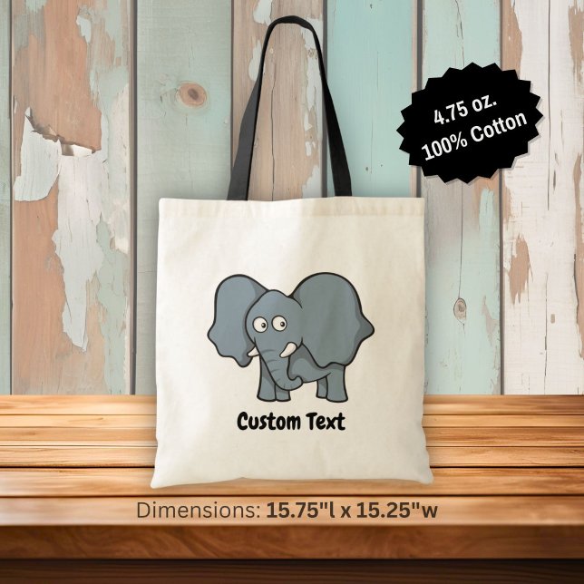 Bolsa de tote de dibujos animados de elefante gris (Subido por el creador)