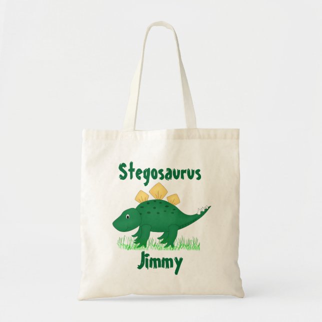 Bolsa de Tote de Dinosaur, Personalizado Verde (Frente)