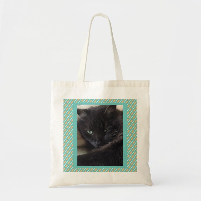 Bolsa De Tote De Diseño Geométrico De Gato Negro (Frente)