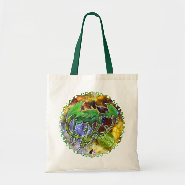 Bolsa de Tote de Dragon Cósmico Esmeralda (Frente)