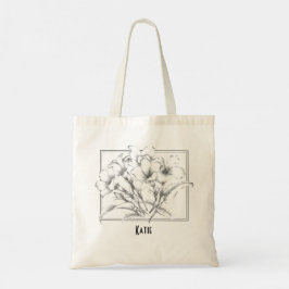 Bolsa De Tote De Esbozo Blanco Negro Floral Dibuja